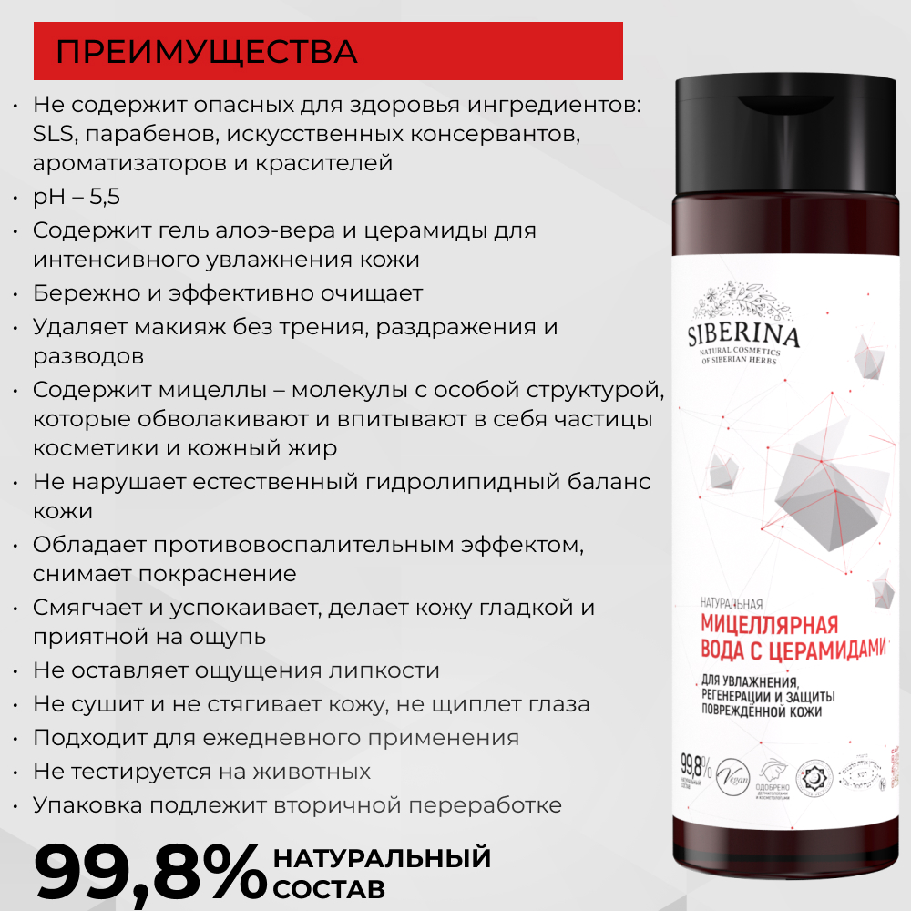 Мицеллярная вода Siberina 200 мл - фото 3