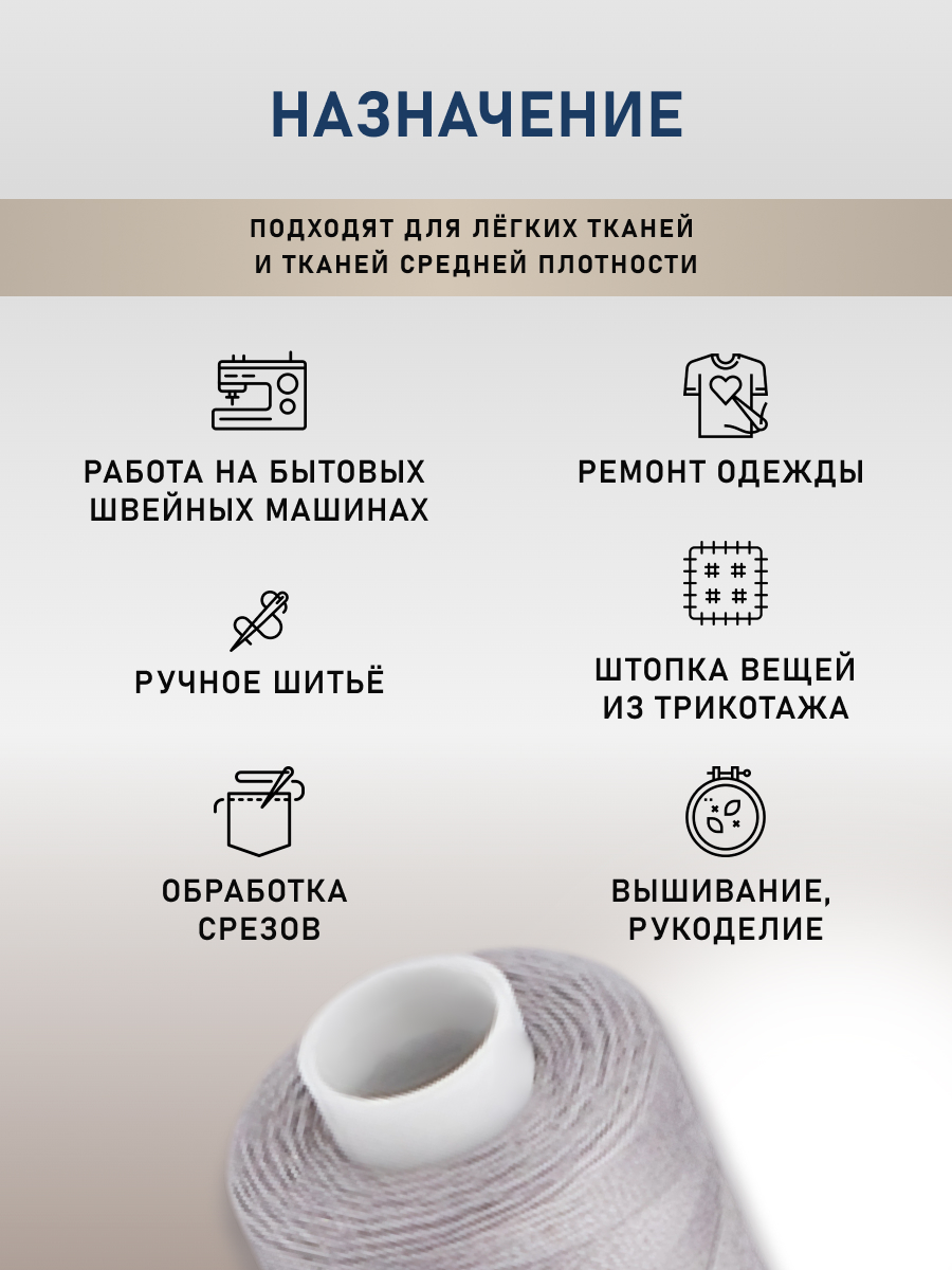 Нитки для шитья 40/2 Лилово-голубой микс Bestex 365м 10шт - фото 3