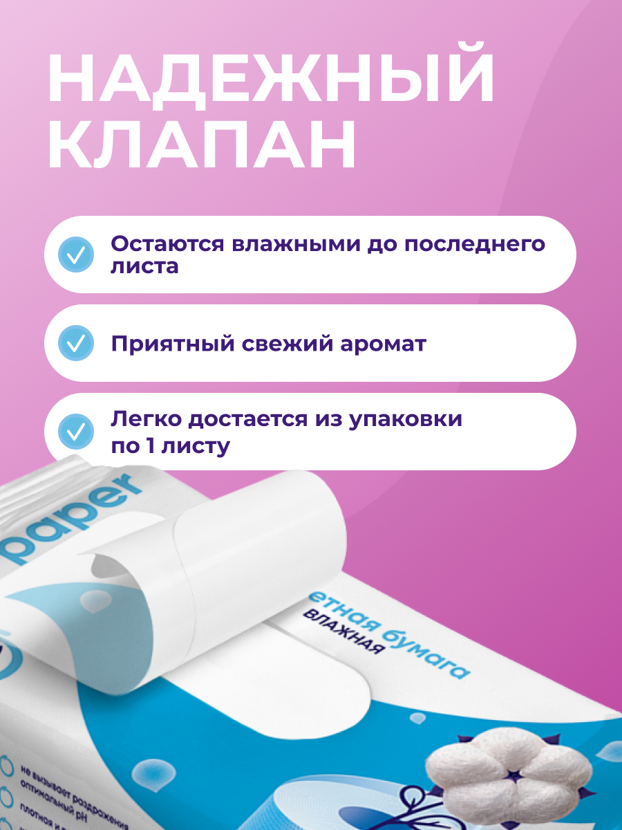 Влажная туалетная бумага Cotto Fleur 2 упак. 80 шт. - фото 5