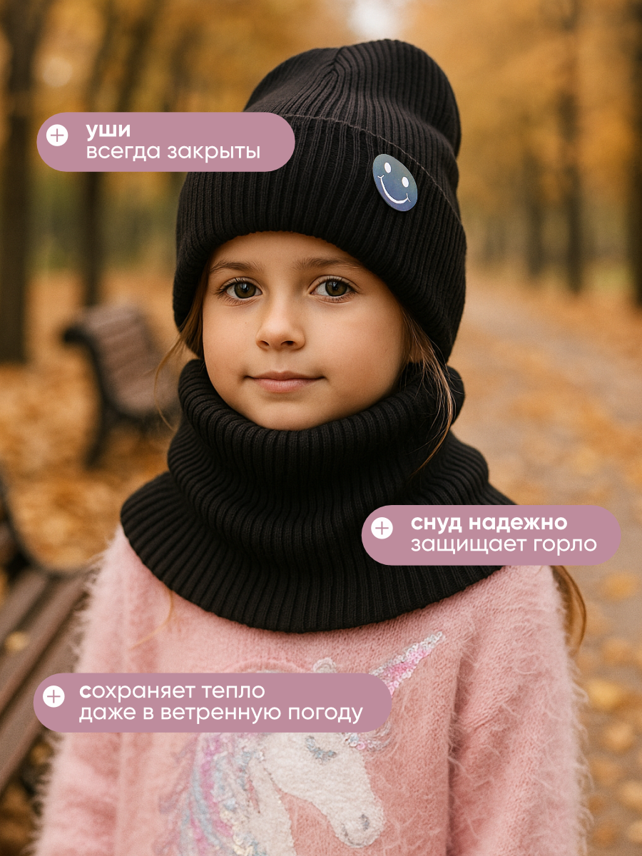 Шапка и снуд Wloo шапка-смайл - фото 4