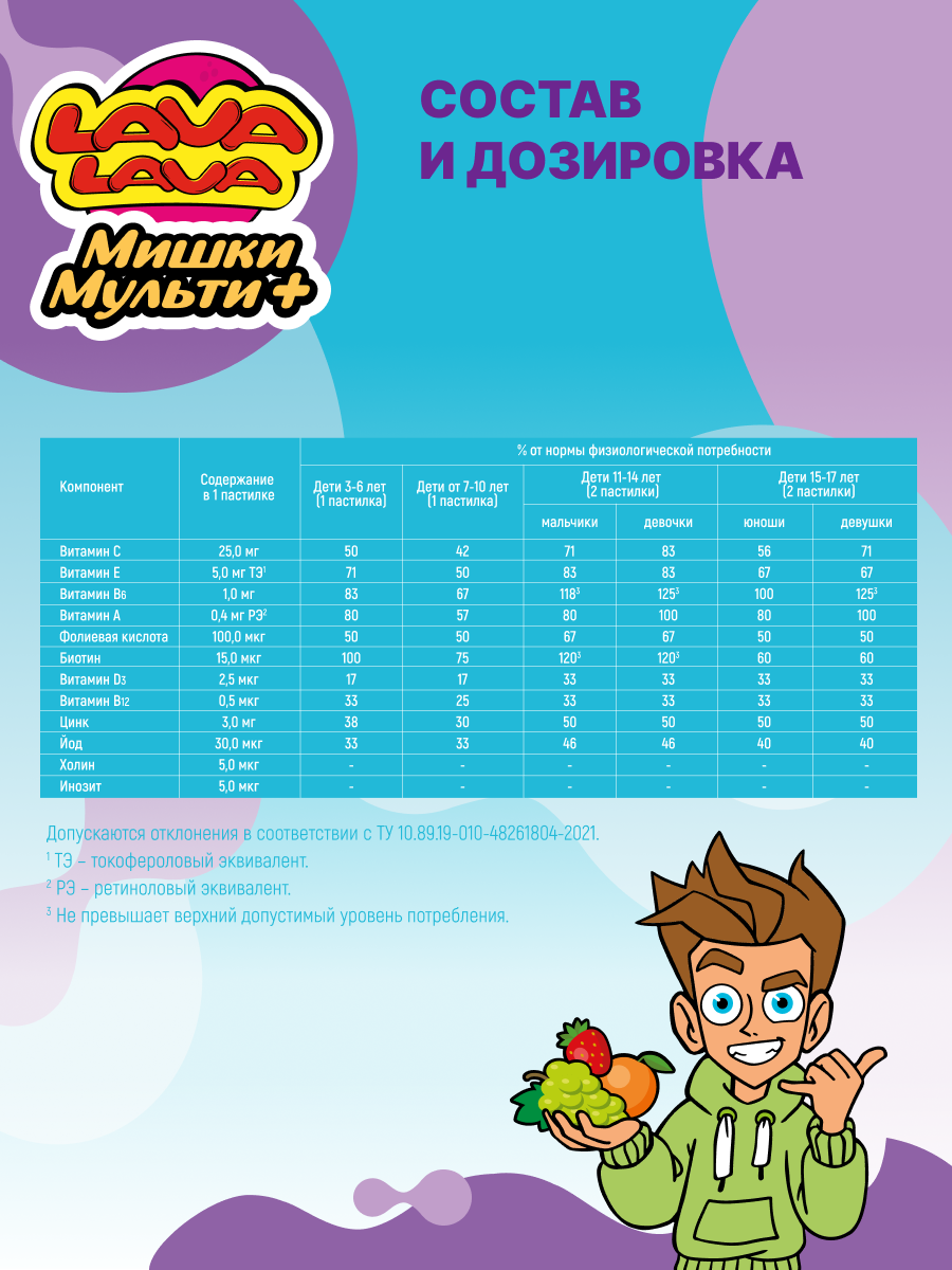 Мишки LAVA LAVA Мультивитамины пастилки жевательные 30 шт. - фото 3