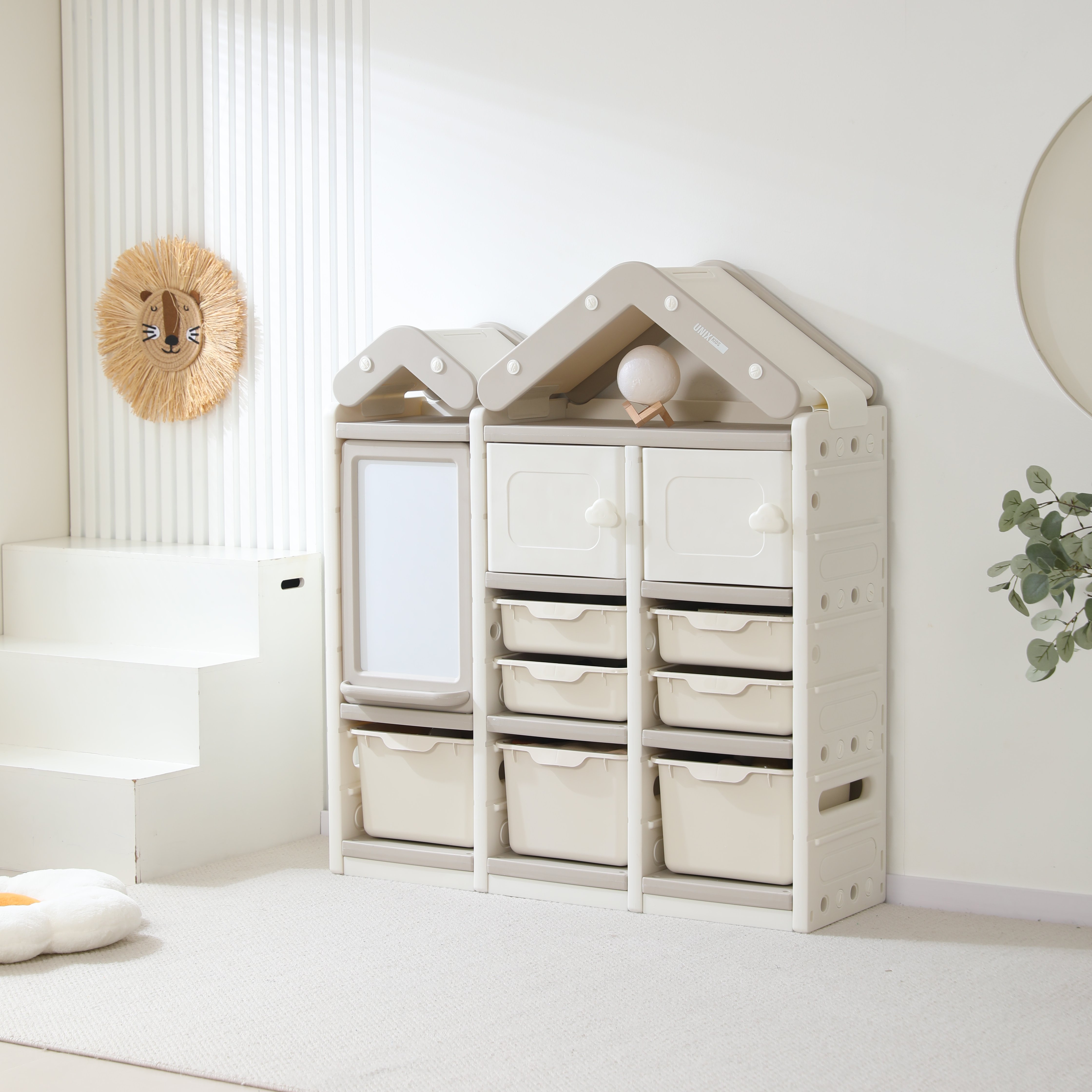 Стеллаж для игрушек UNIX Kids House 9 ящиков Grey - фото 15