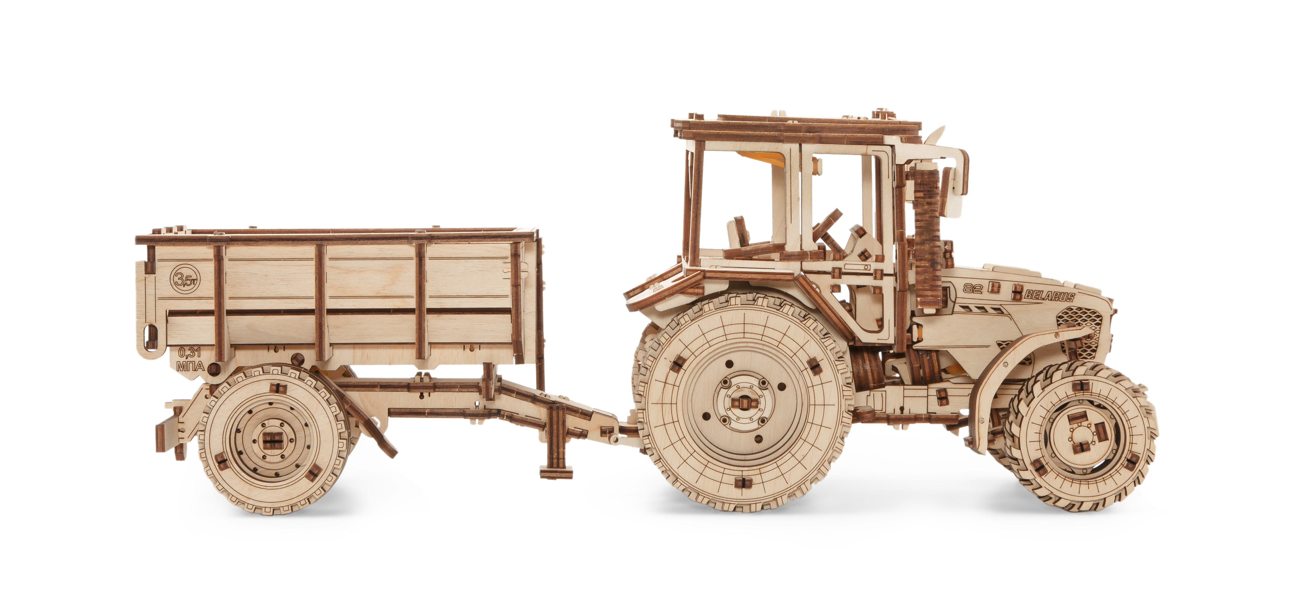 Конструктор Eco Wood Art Прицеп к трактору деревянный - фото 7