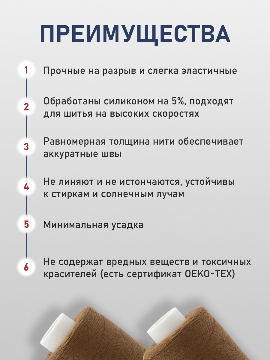 Нитки для шитья 40/2 Bestex 10шт цв 222 - фото 3