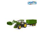Трактор Bruder John Deere 7R350 с прицепом и погрузчиком