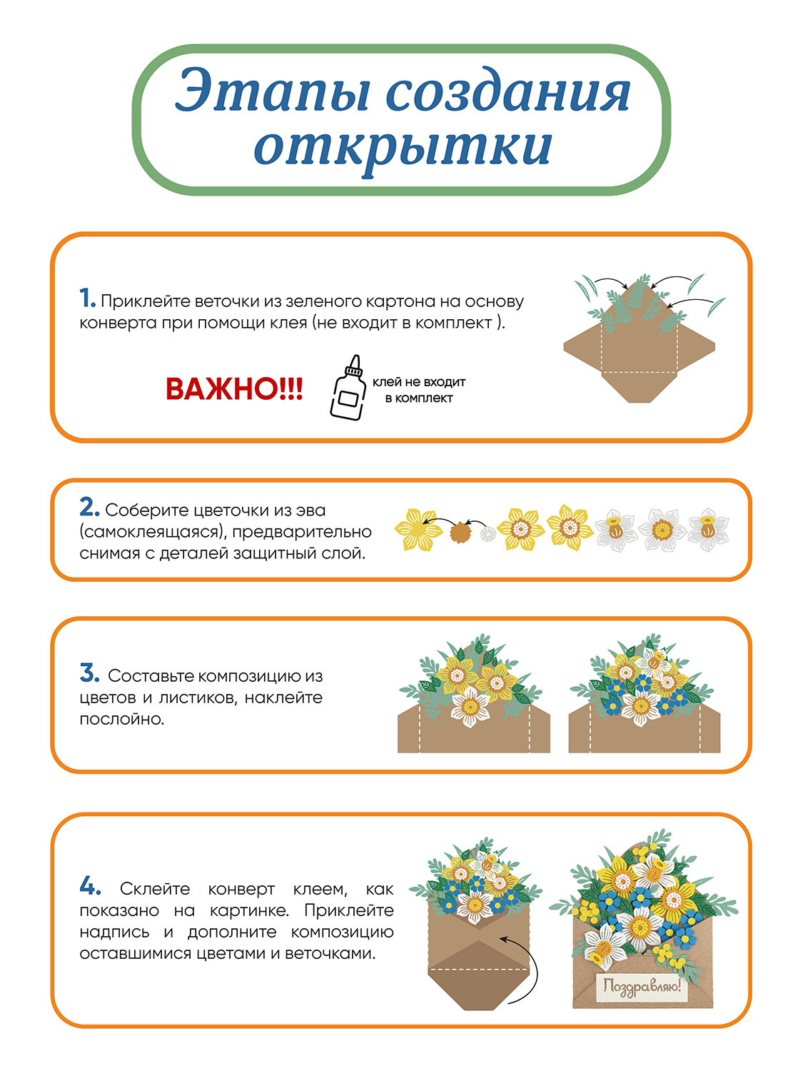 Набор для творчества Santa Lucia аппликация Весенние нарциссы - фото 4