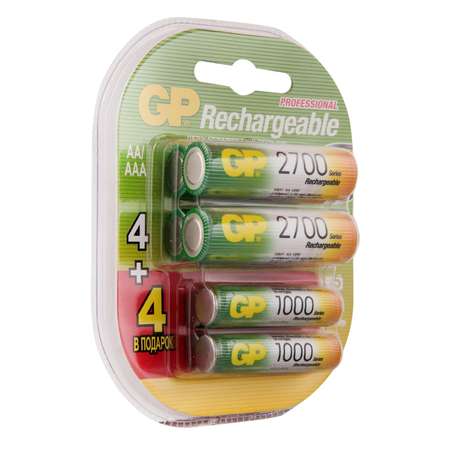 Аккумулятор GP АА HR6 2700mAh 4шт +AAA HR03 1000mAh 4шт GP 270AA/100AAAHCFR-2CR8