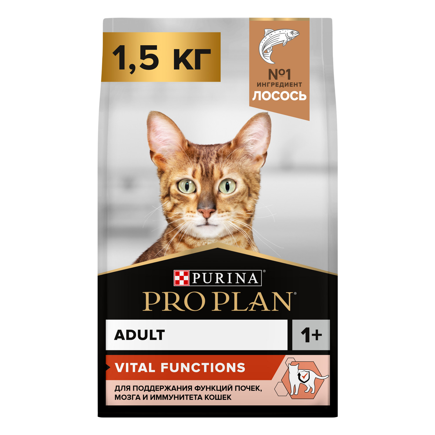 Корм сухой для кошек PRO PLAN 1.5кг с лососем - фото 1