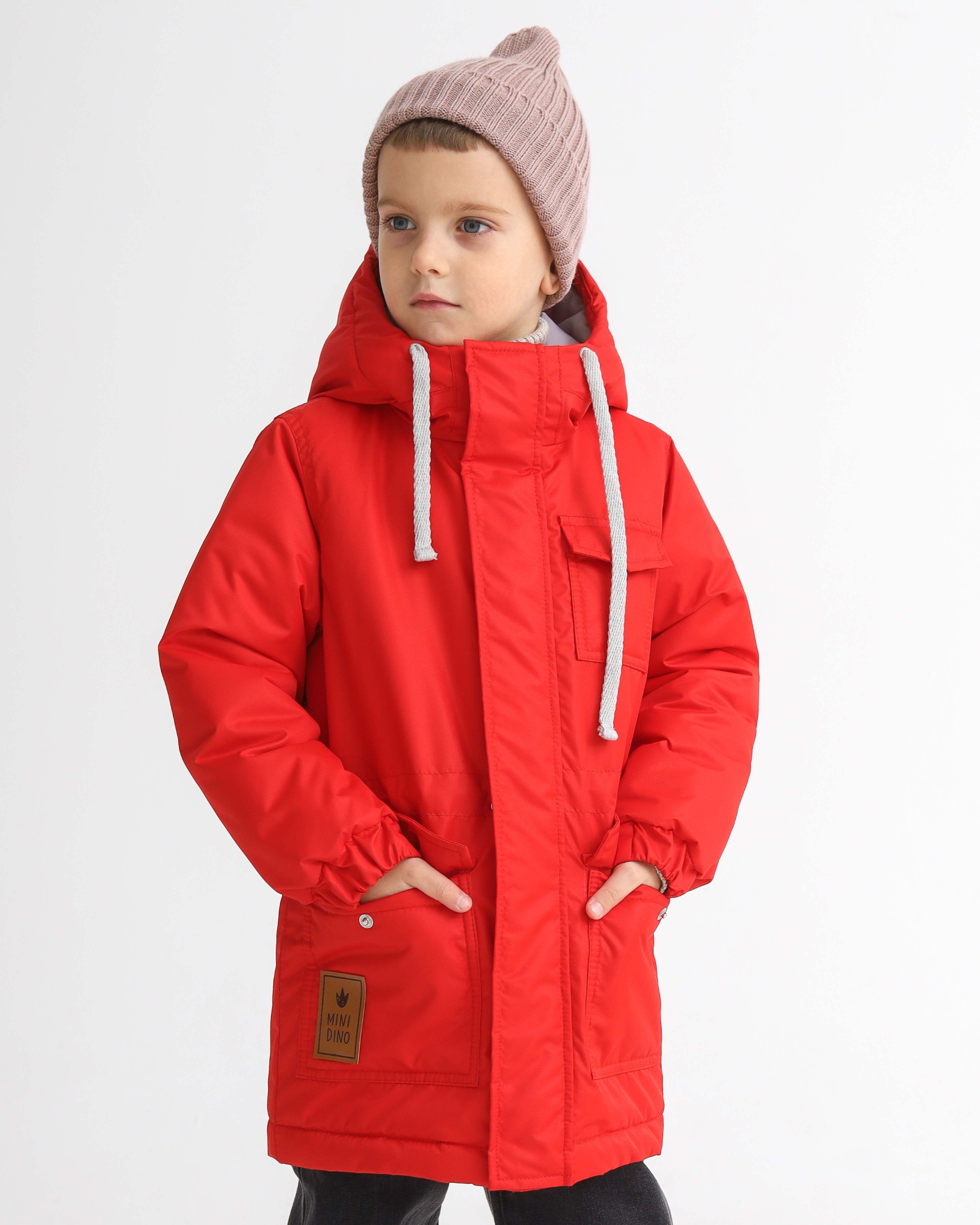Парка MINIDINO В-К-001/ДПарка с 3 карманами детская демисезонная рубин - фото 1