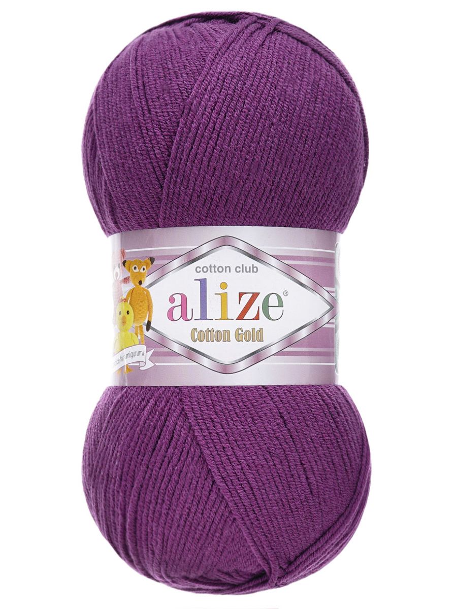 Пряжа Alize для теплой одежды пледов игрушек Cotton gold 100 гр 330 м 5 мотков 122 сливовый - фото 4