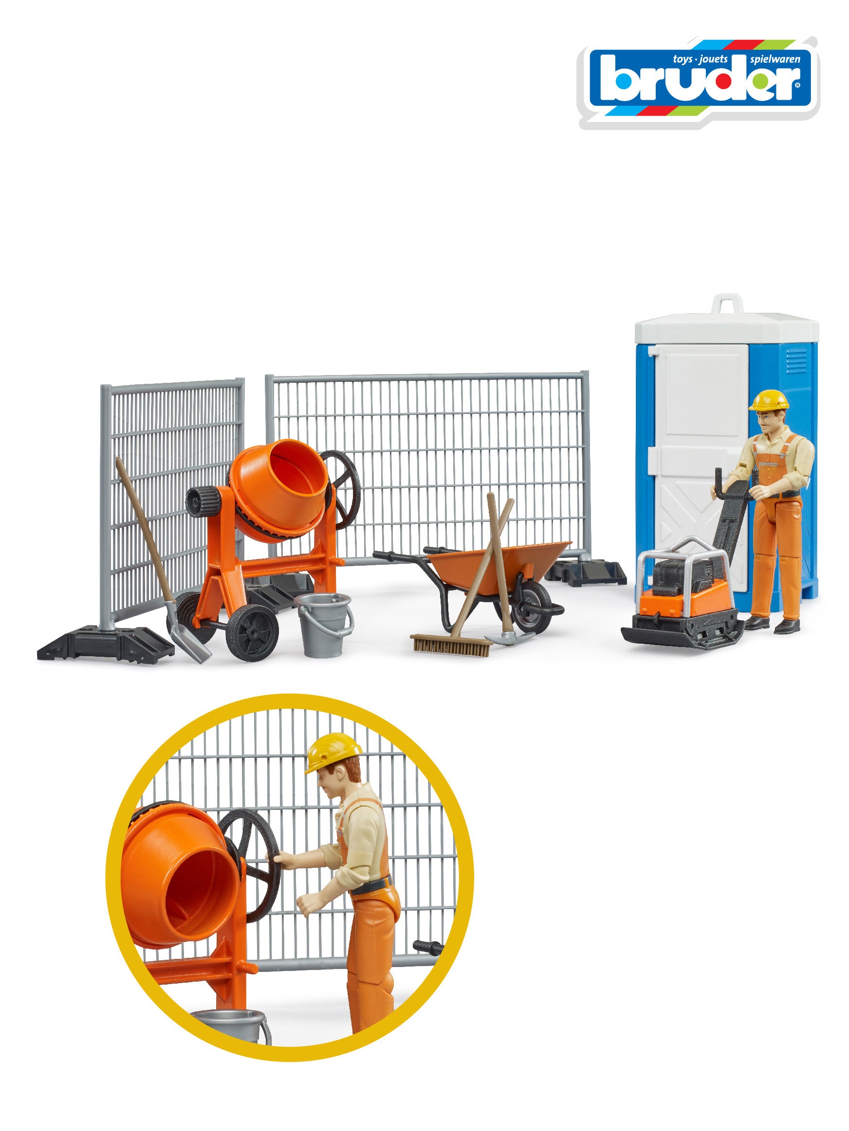 Игровой набор Bruder стройка с фигуркой строителя - фото 1