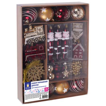Елочные игрушки Золотая сказка набор 53 штуки
