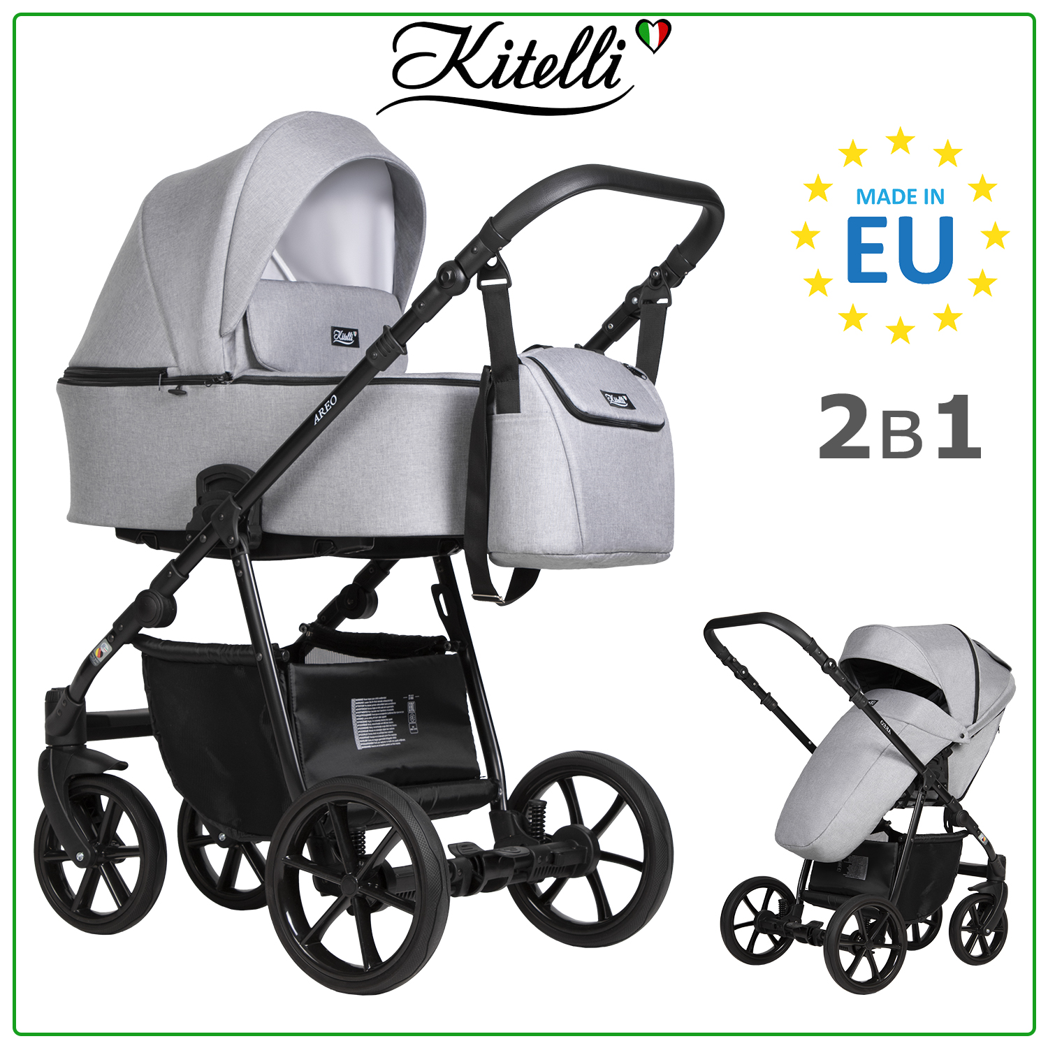 Коляска 2в1 Kitelli Areo LUX серый - фото 1