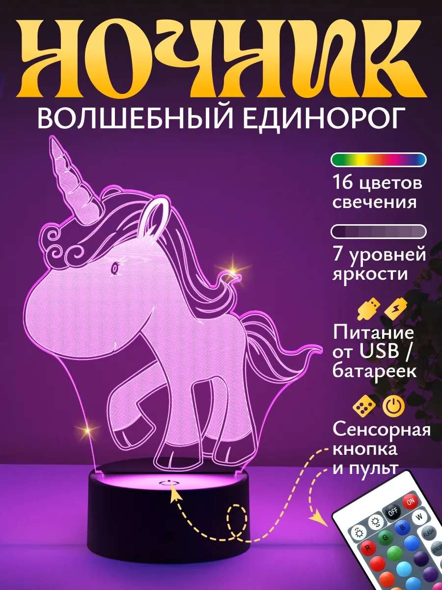 Ночник Светофей детский Единорог - фото 1