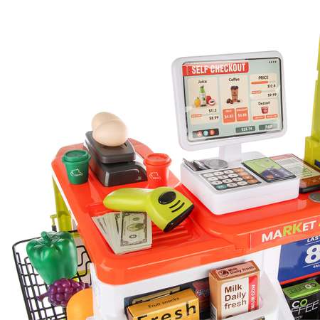 Игровой набор Veld Co касса, тележки и корзинки, прилавок, продукты