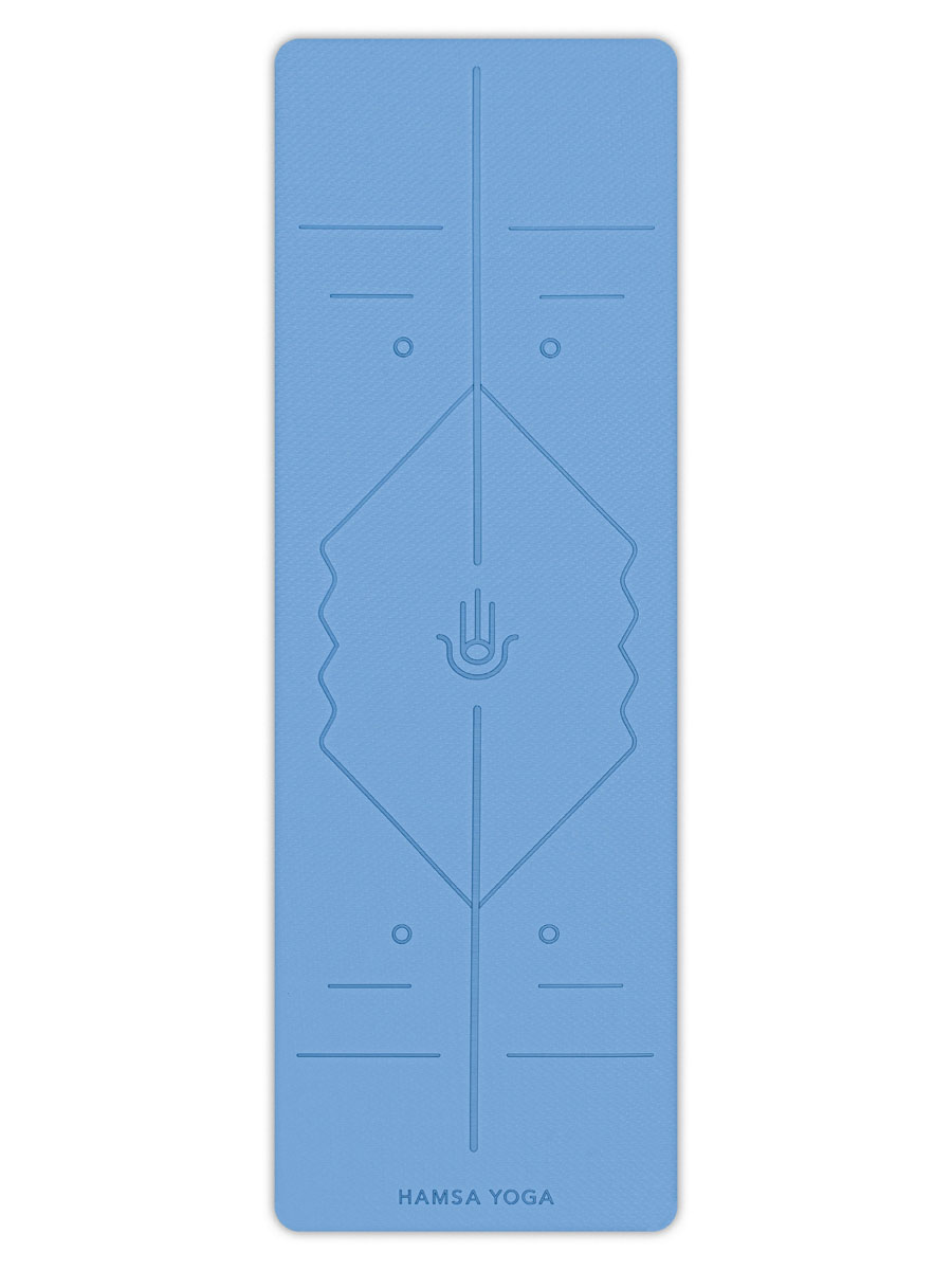 Коврик для йоги и фитнеса Hamsa Yoga TPE 183х61х0.6 см голубой - фото 5
