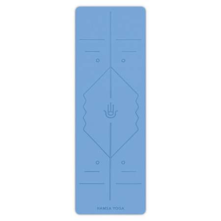 Коврик для йоги и фитнеса Hamsa Yoga TPE 183х61х0.6 см голубой