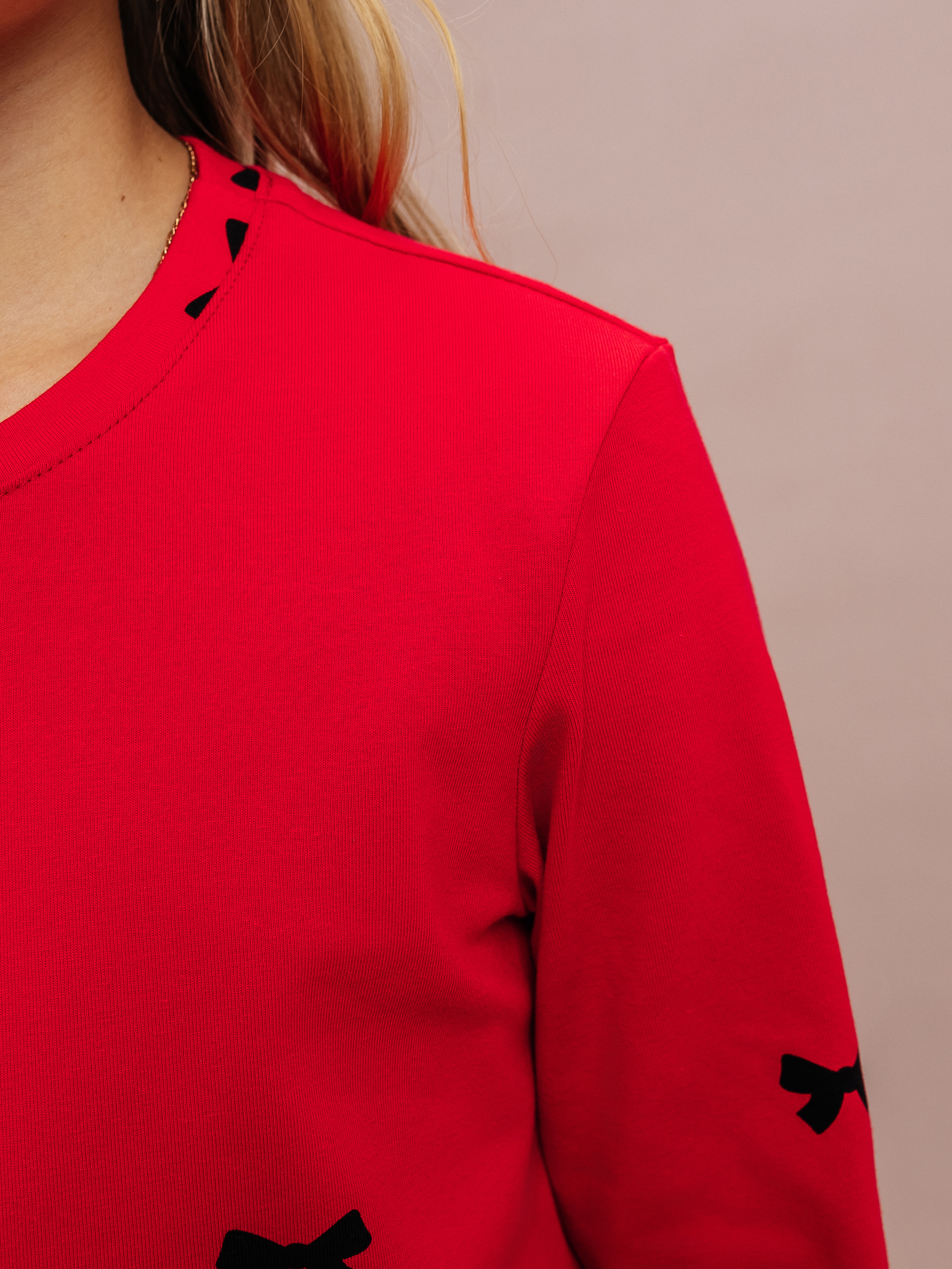 Лонгслив Селтекс Ю_ДК1 красный/бантик черный - фото 4