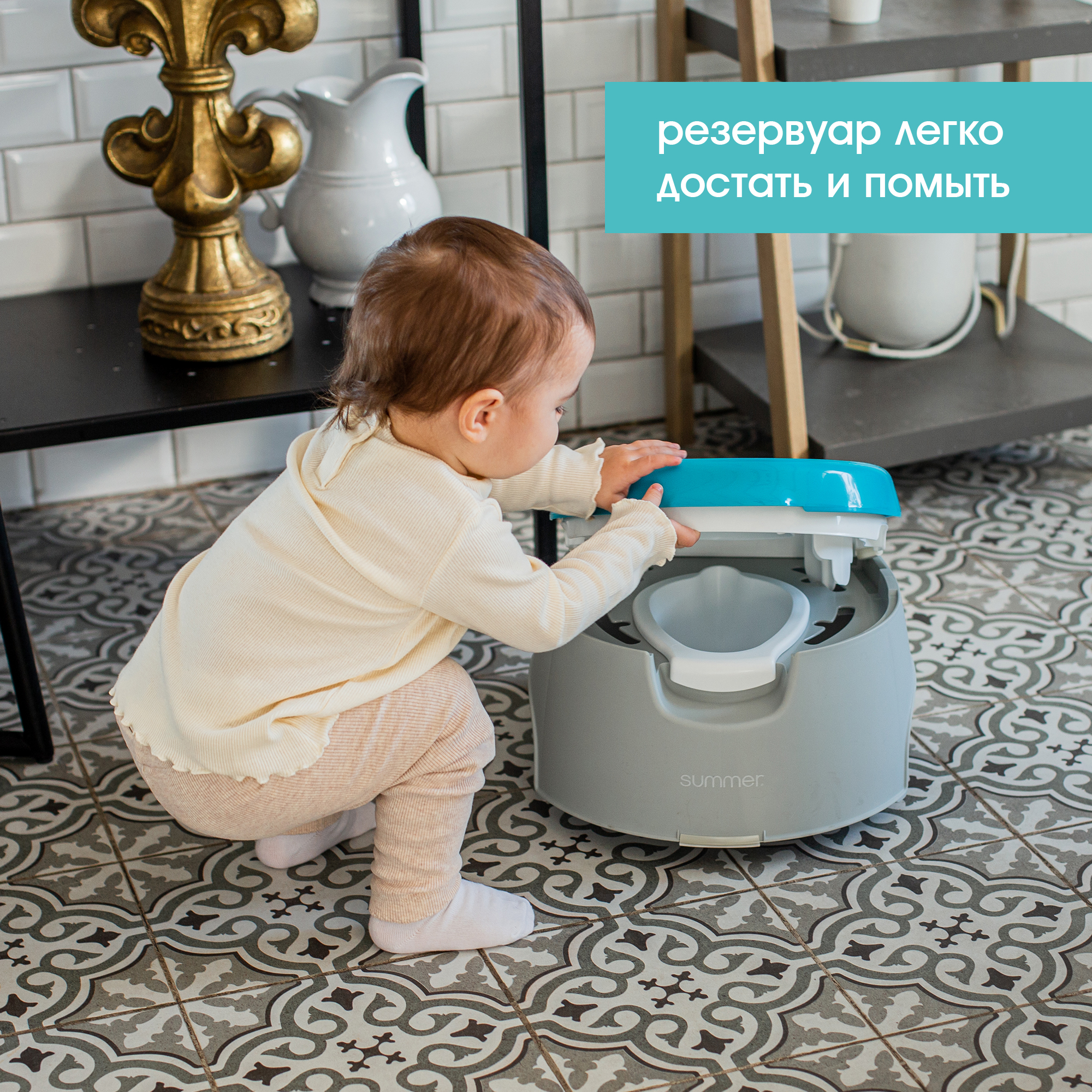 Горшок Summer Infant 3 в 1 Summer Infant Train With Me Potty серо-бирюзовый - фото 8