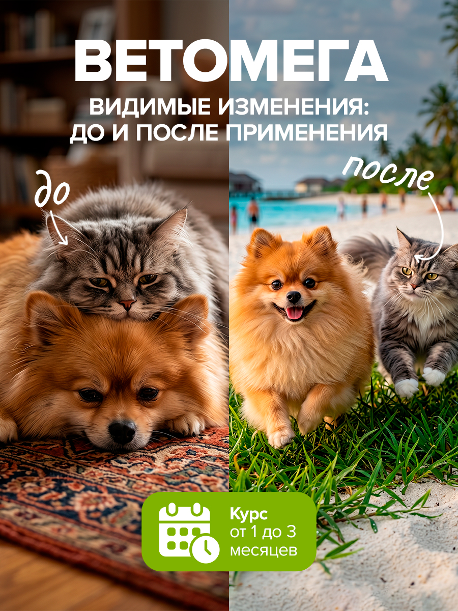 Ветомега масло лосося и кальмара Pets health для собак и кошек 250 мл - фото 5