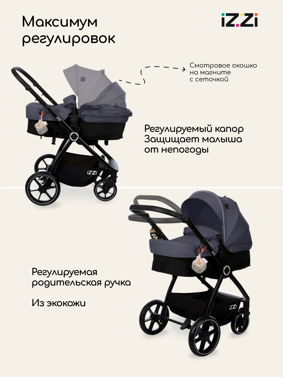 Коляска 3в1 iZZi Graphite серый - фото 3