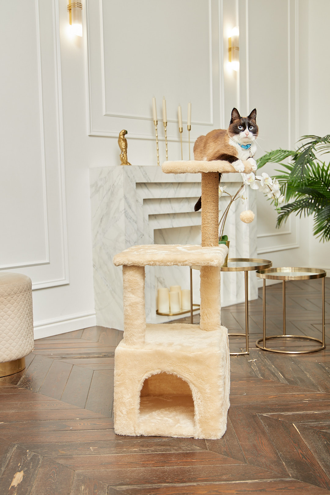 Домик для кошки с когтеточкой Pet БМФ Бежевый - фото 3