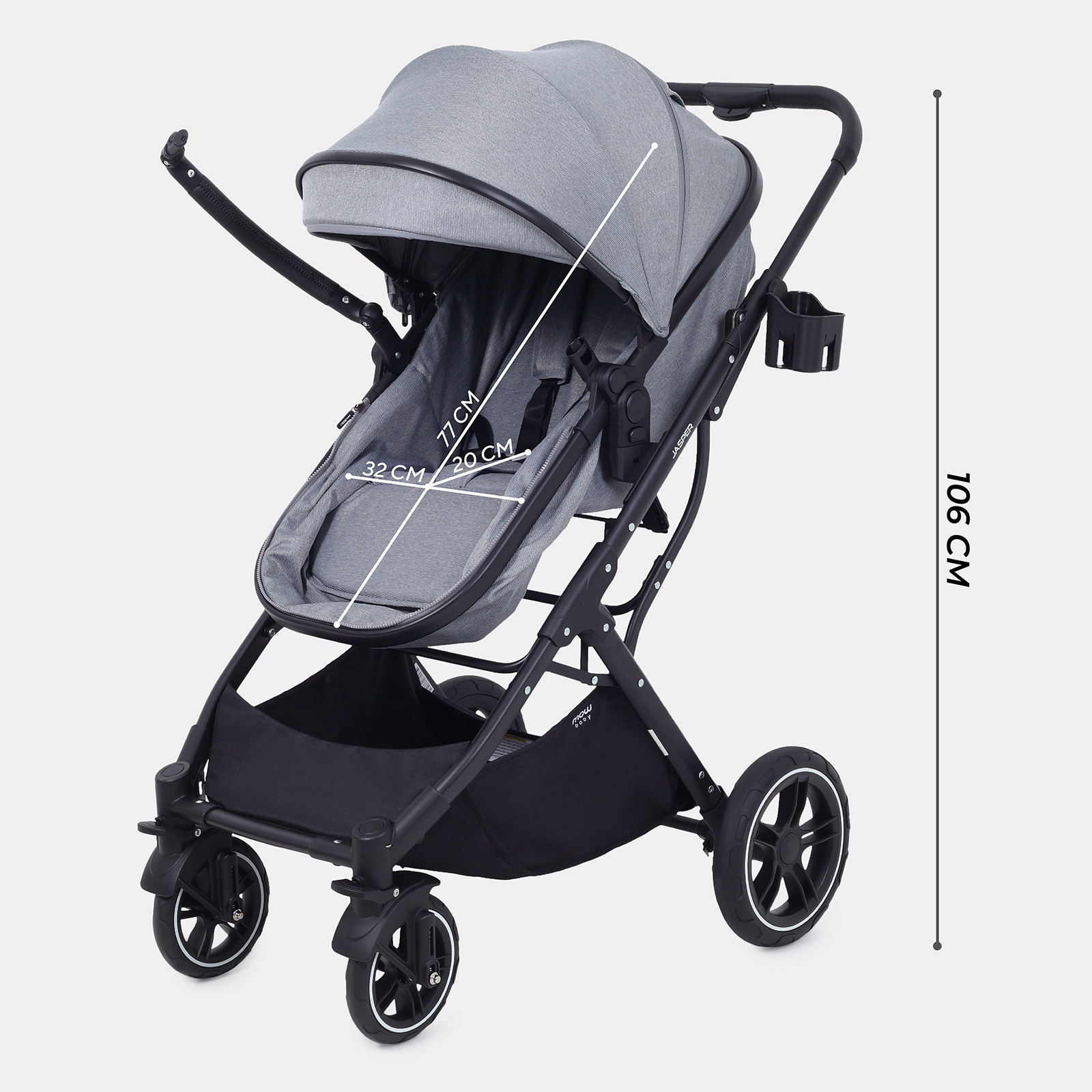Коляска трансформер MOWbaby Jasper 3в1, grey серый - фото 3