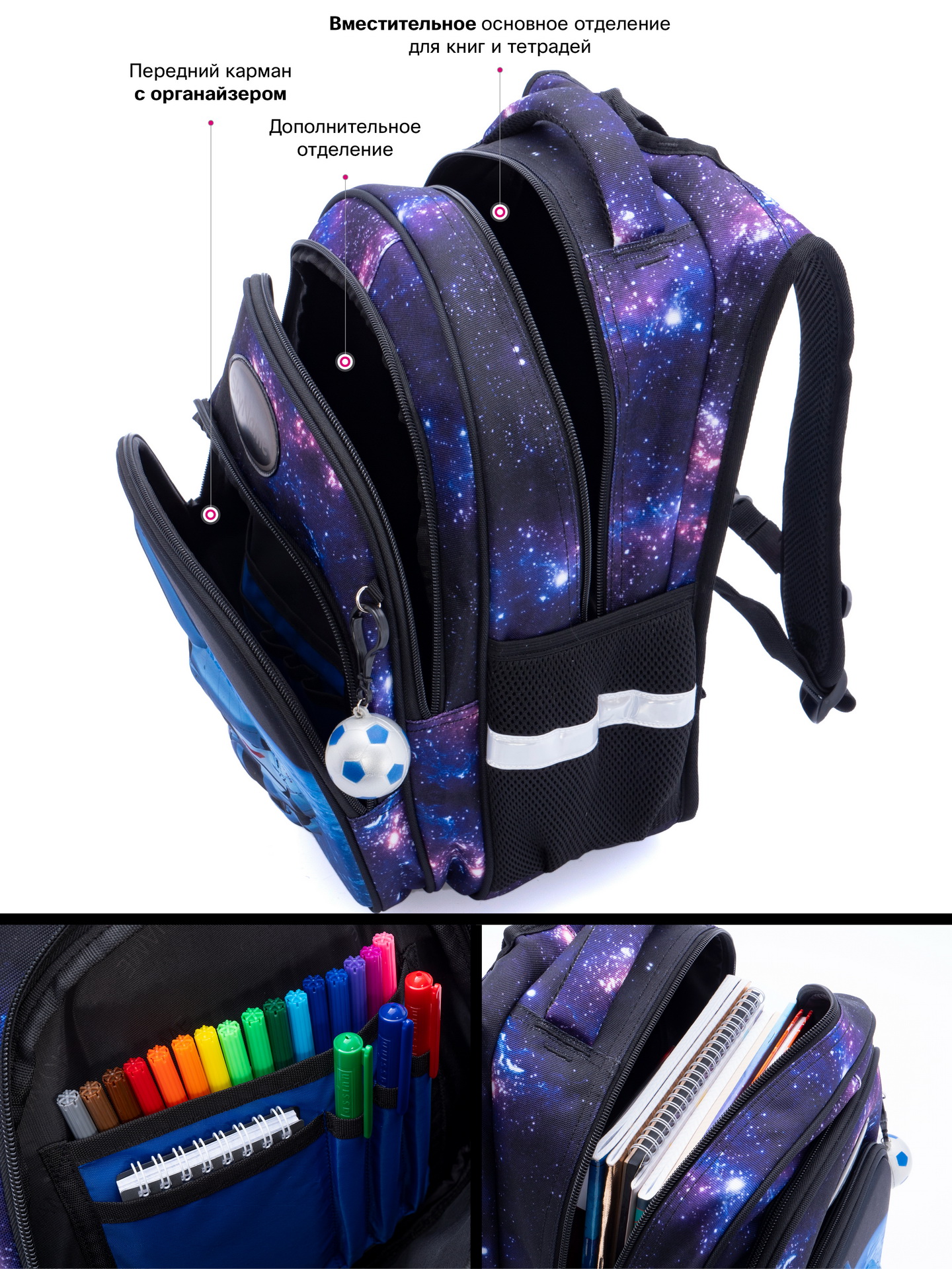 Рюкзак SkyName 17л анатомическая спинка+мячик - фото 7