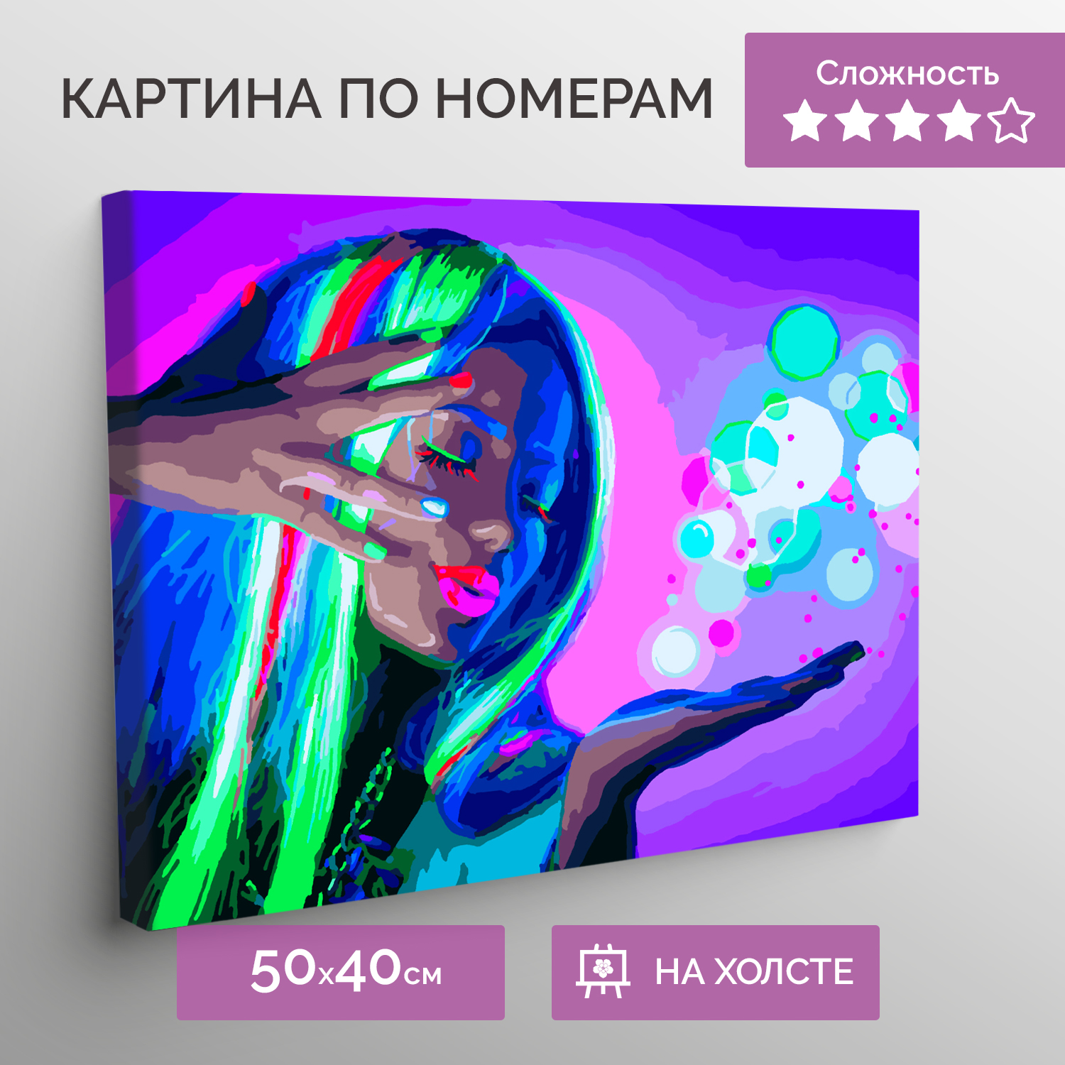 Картина по номерам LORI(колорит) Неоновая девушка - фото 2