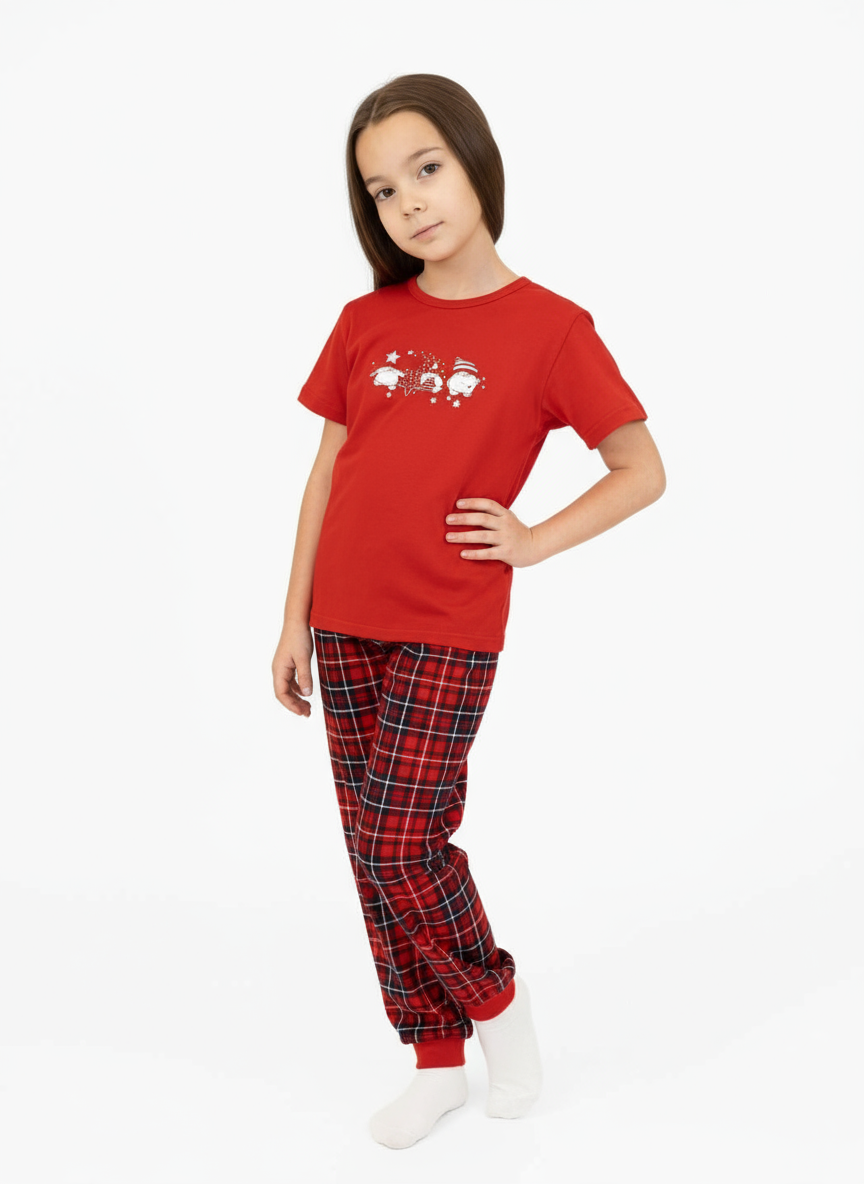 Пижама Утенок 827п красный гномы - фото 1