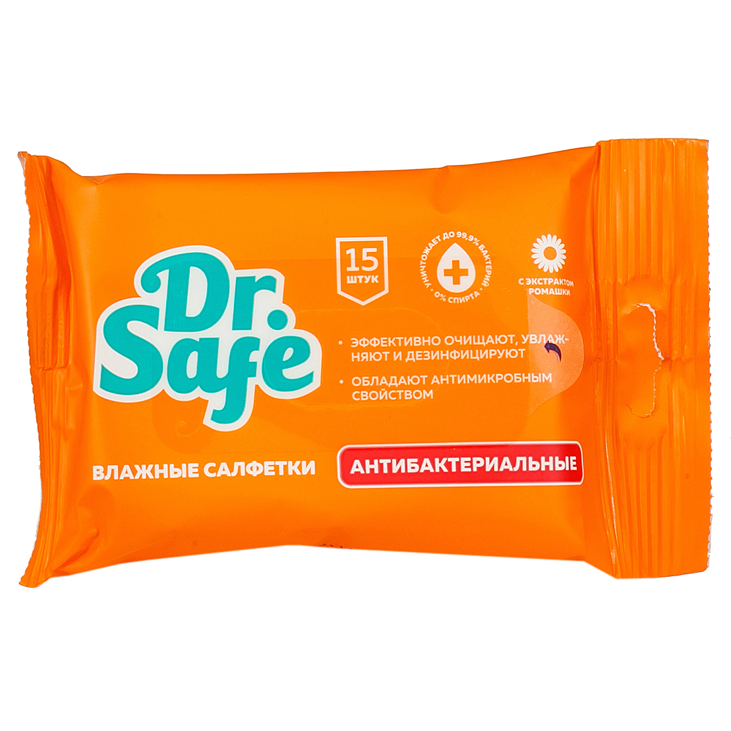Влажные салфетки DR.SAFE антибактериальные 15 шт. - фото 1