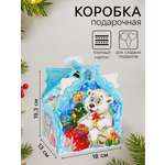 Подарочная коробка новогодняя Sima-Land В гостях у Мишки 19,3 х 18 х 13 см