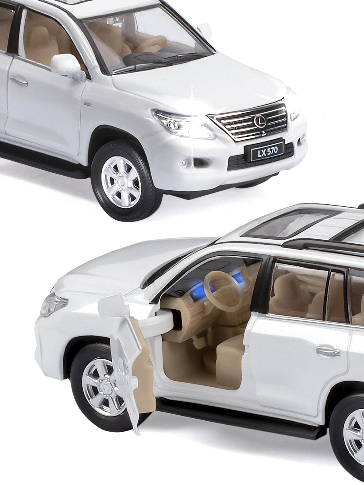 Внедорожник АВТОпанорама Lexus LX570 1:32 белый JB1251143 - фото 9