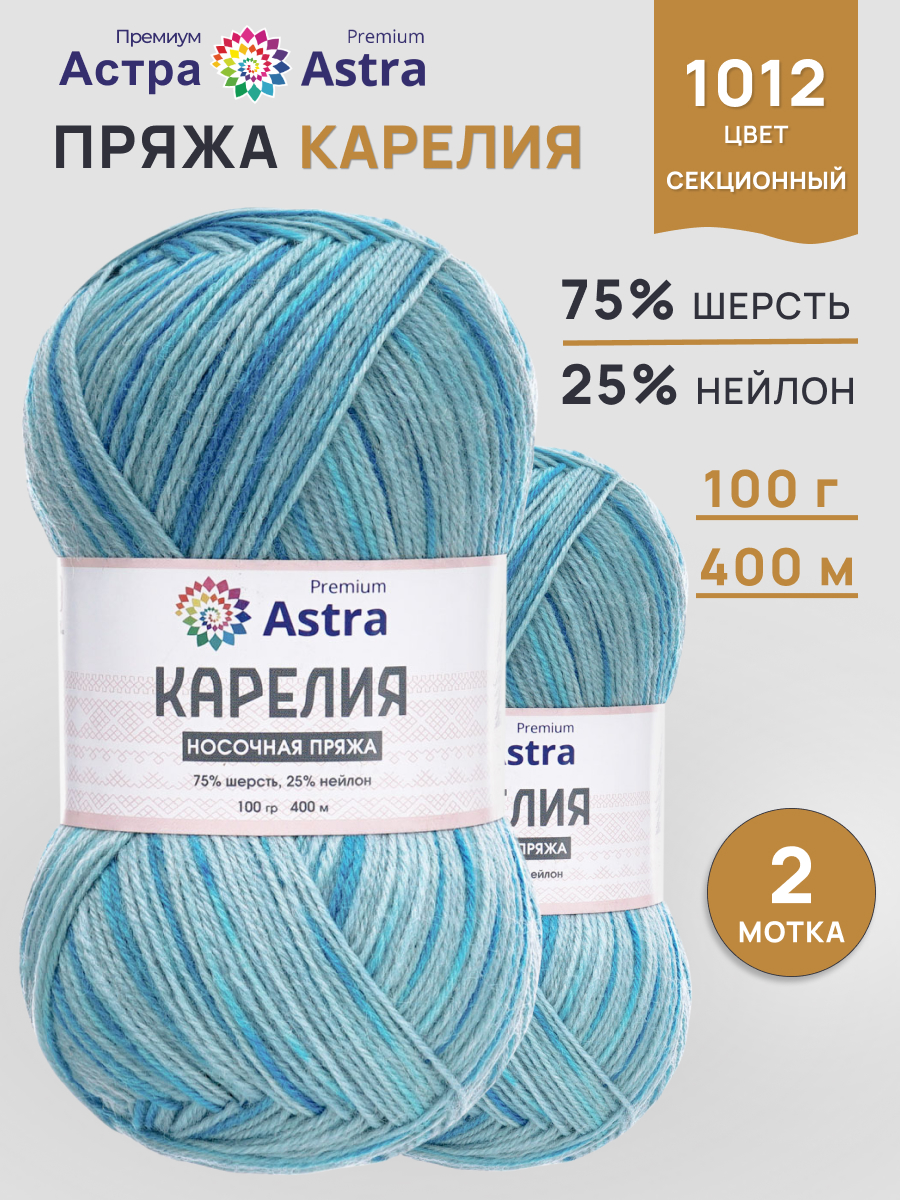 Пряжа для вязания носочная Astra Premium 100г 400м 2шт - фото 1