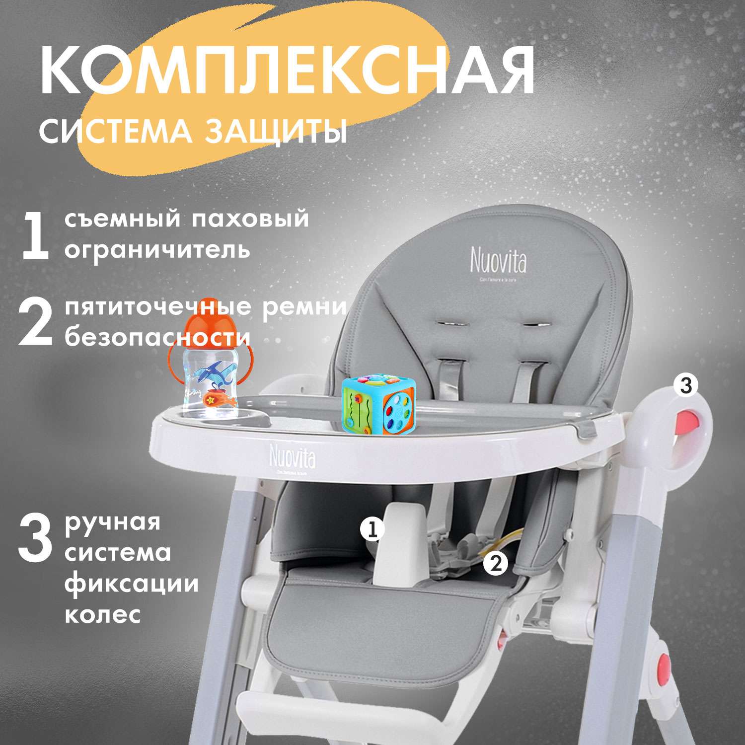 Стульчик для кормления Nuovita Futuro Bianco Grigio классический - фото 4
