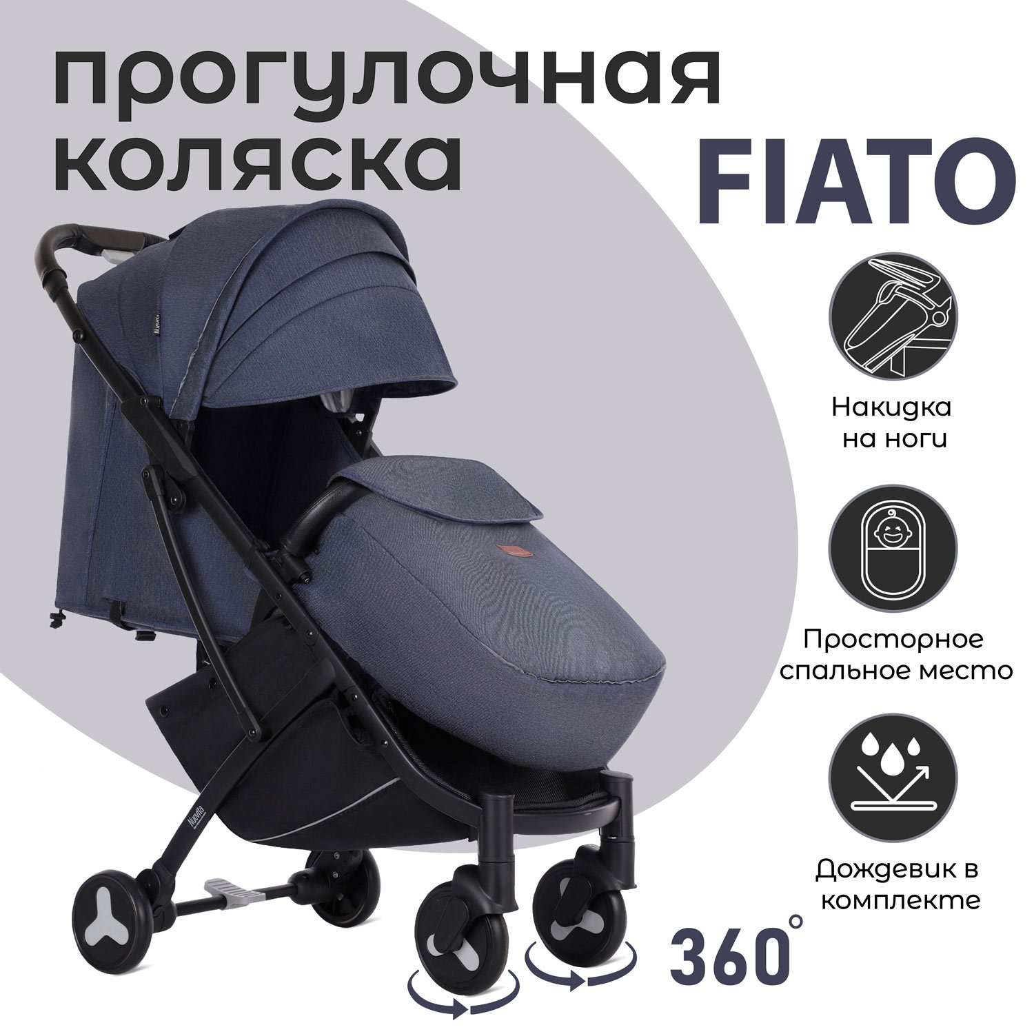 Коляска прогулочная Nuovita Fiato голубой - фото 1