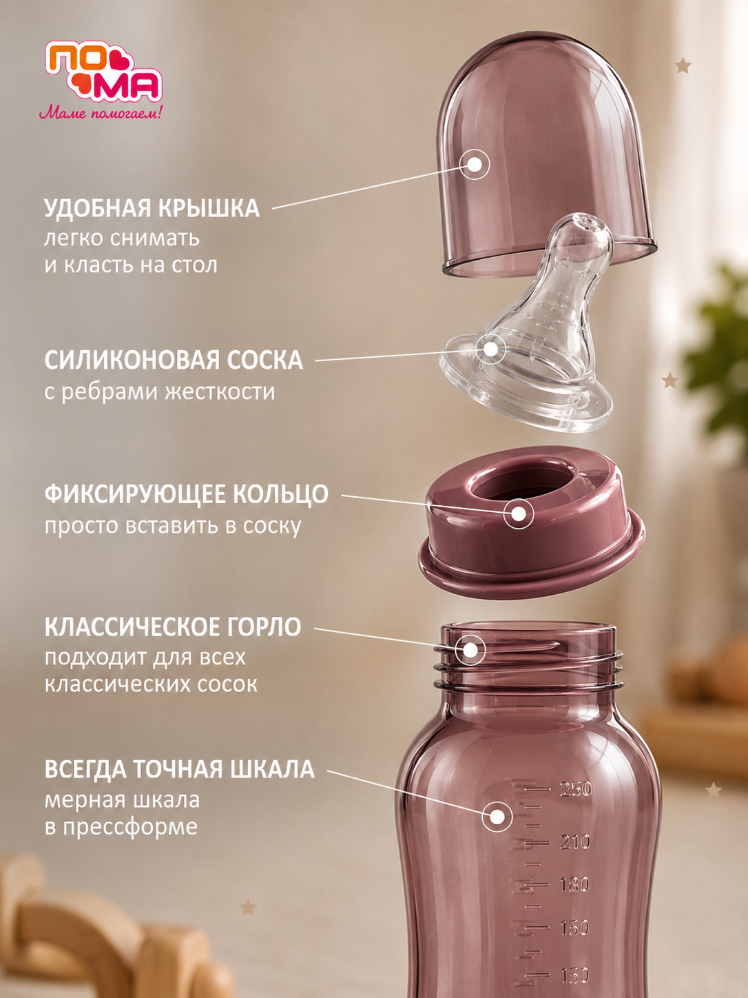 Бутылочка Пома Easy Cup 250 мл - фото 2