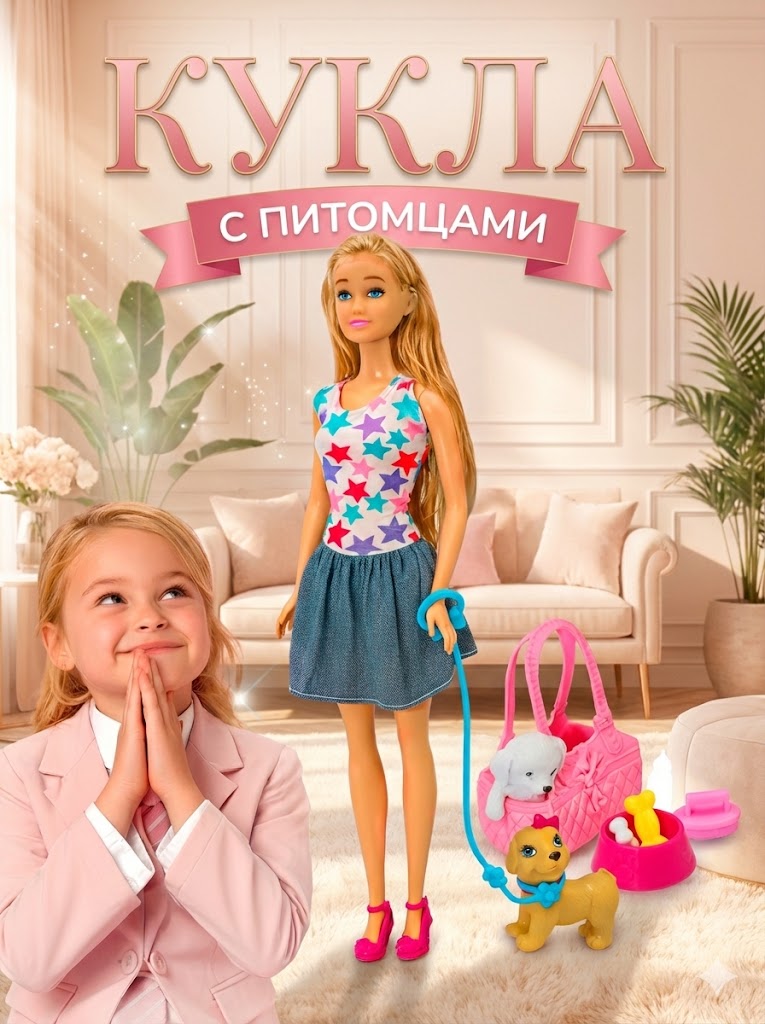 Кукла модельная SHARKTOYS Со щенками 3590014 - фото 1