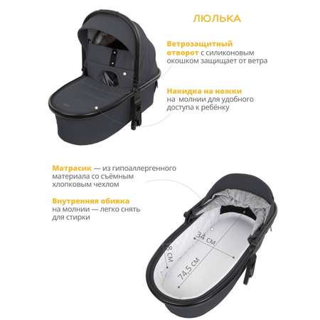 Коляска 2в1 Indigo DESIRE графит