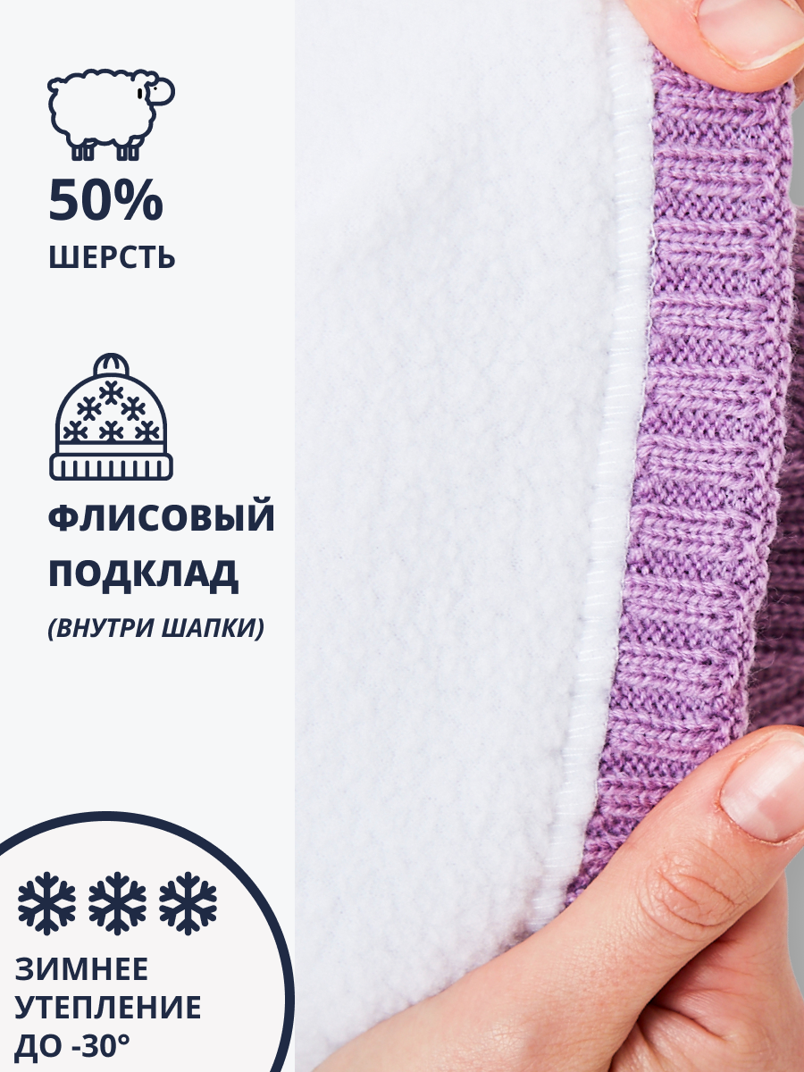 Шапка и снуд NYCkids NYC-H-53-poloski-lilac - фото 6