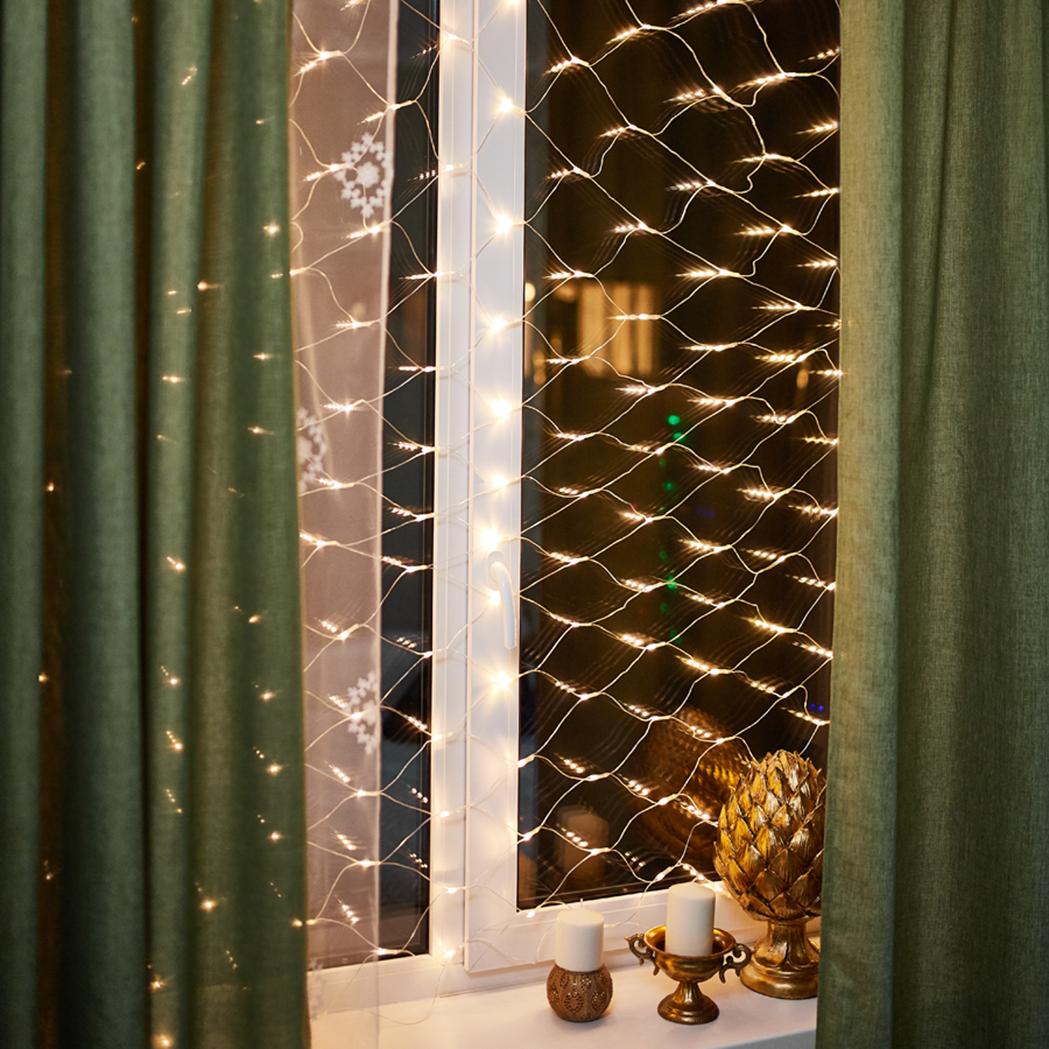 Светодиодная гирлянда NEON-NIGHT Сеть 1.8х1.5 м 8 режимов тепло-белое свечение 215-136 - фото 9