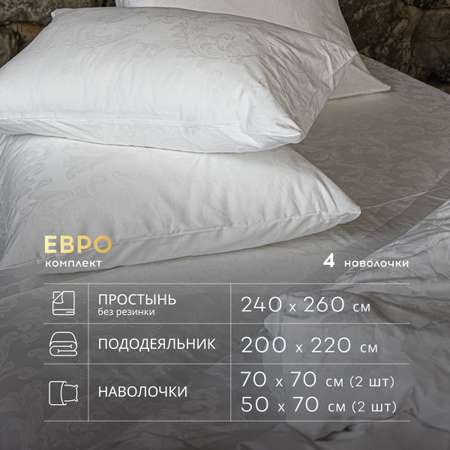 Комплект постельного белья SORRENTO DELUXE евро жаккард белый 4 наволочки