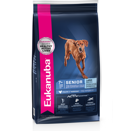 Корм для собак Eukanuba 15кг Синьор Ладж Брид 7+