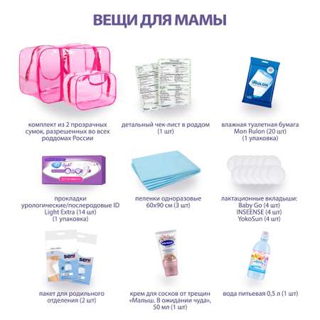 Готовая сумка в роддом Хорошая Мама Универсальная 2 в 1 розовая тонированная
