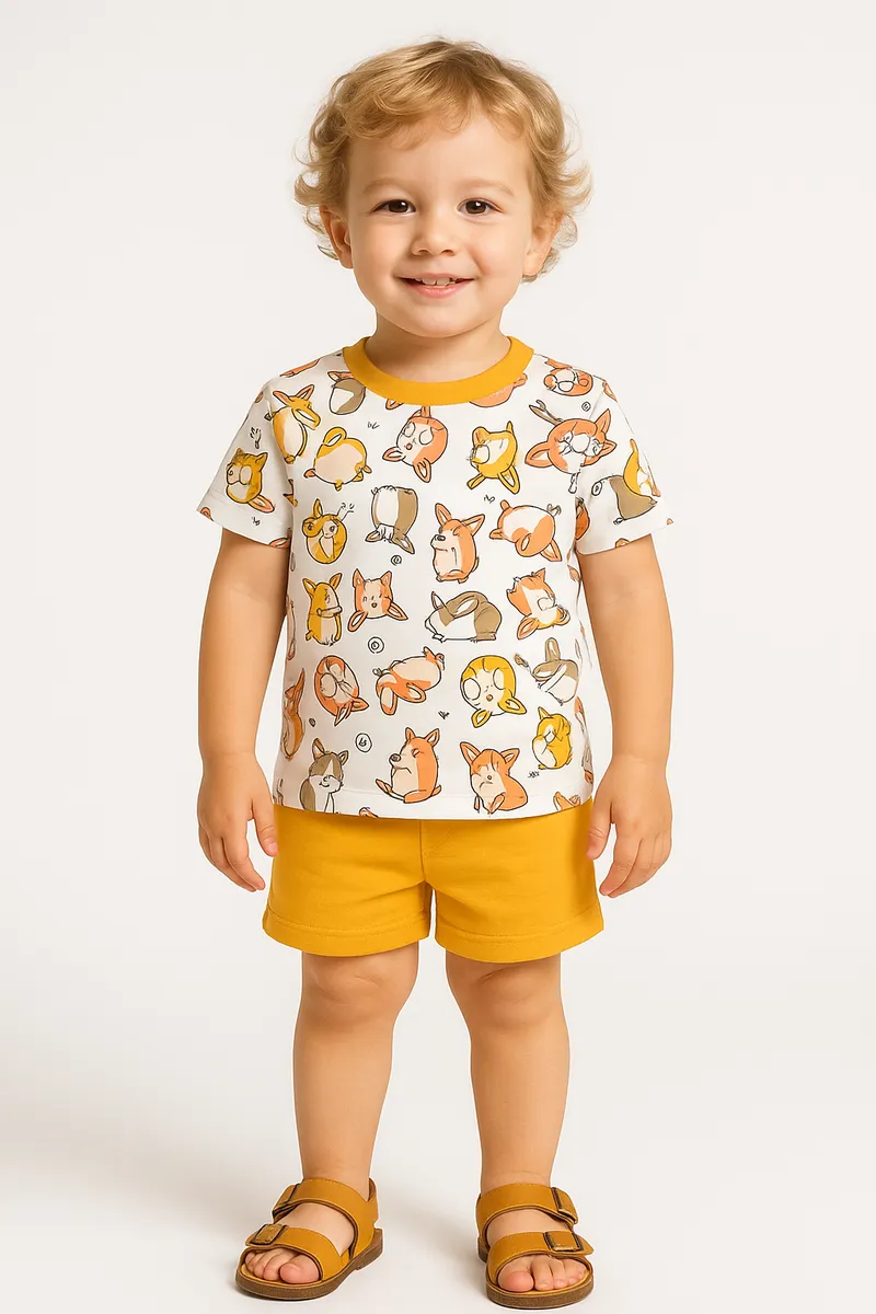 Изображение товара Комплект для новорожденных Эскимо 86 летний летний из 100% хлопка с ярким принтом