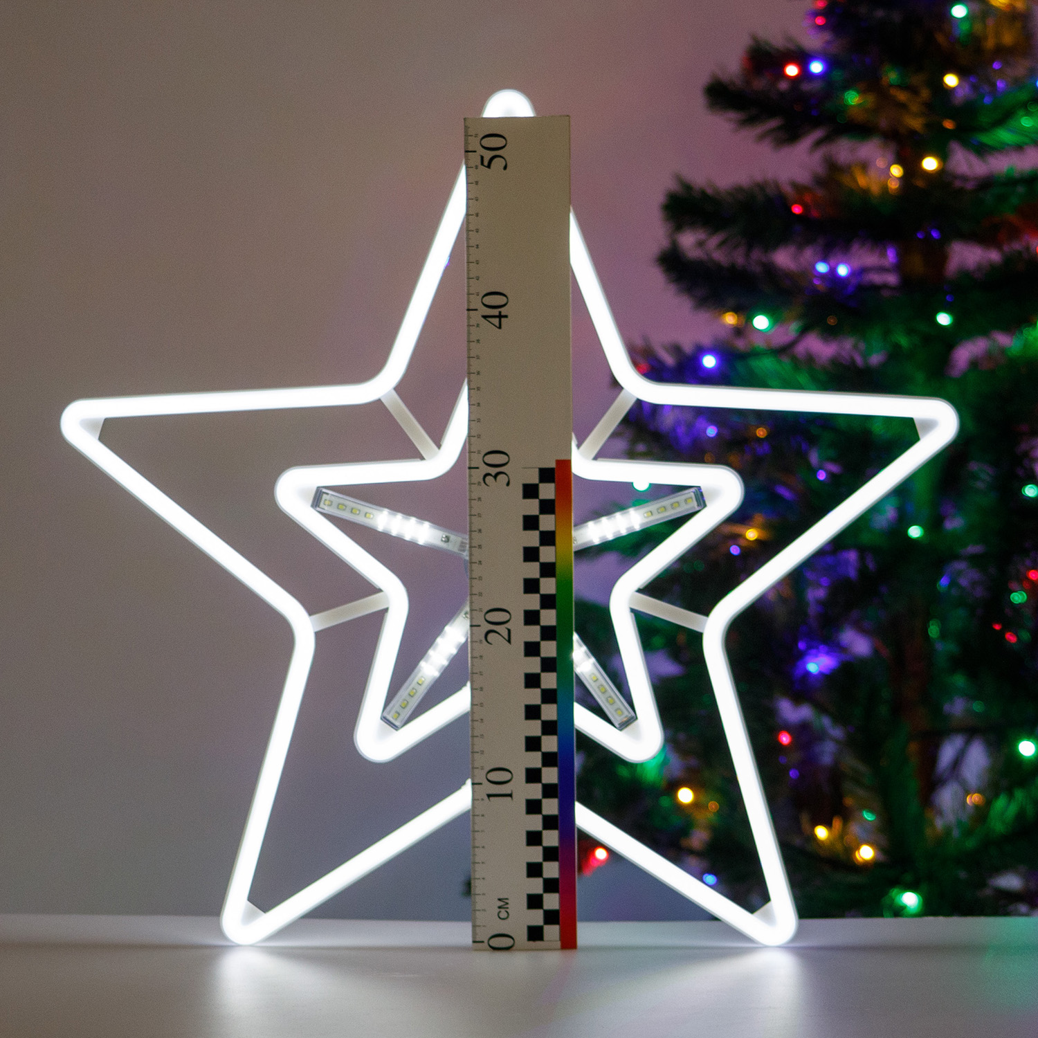Фигура декоративная BABY STYLE Звезда белый LED гибкий неон улица 60 см - фото 2