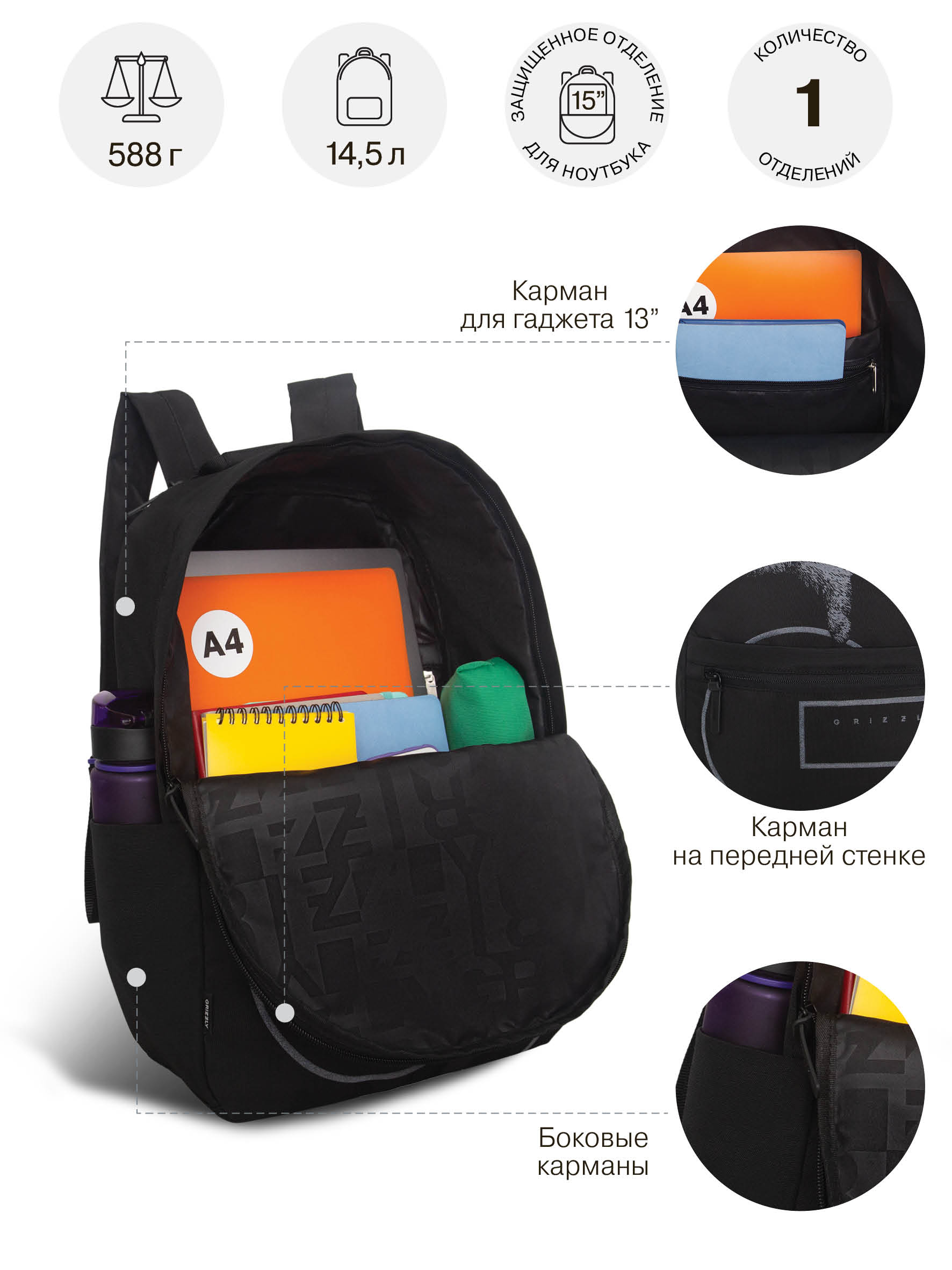 Рюкзак Grizzly для мальчика - фото 7