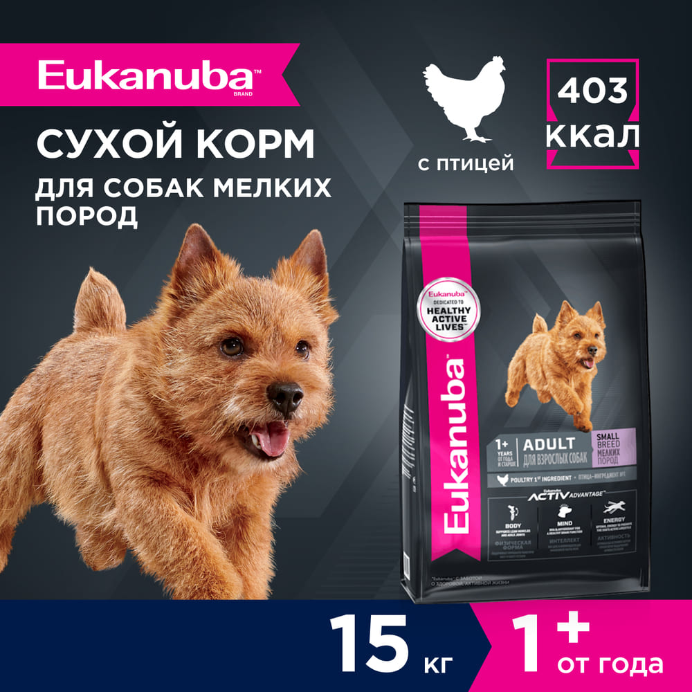 Корм Eukanuba Dog 3кг для взрослых собак мелких пород сухой - фото 1