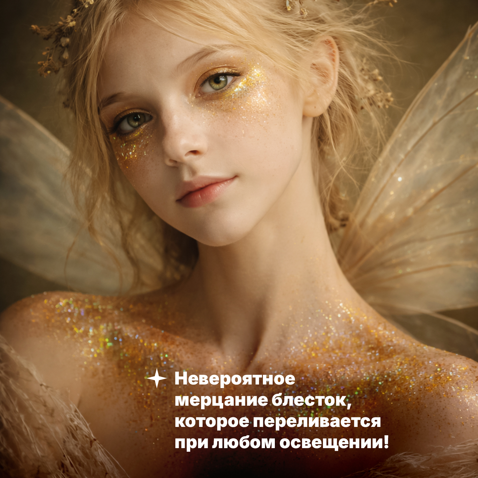 Глиттер шиммер для тела ХОББИЛАБ Пыльца золотого цветка 30 г - фото 2