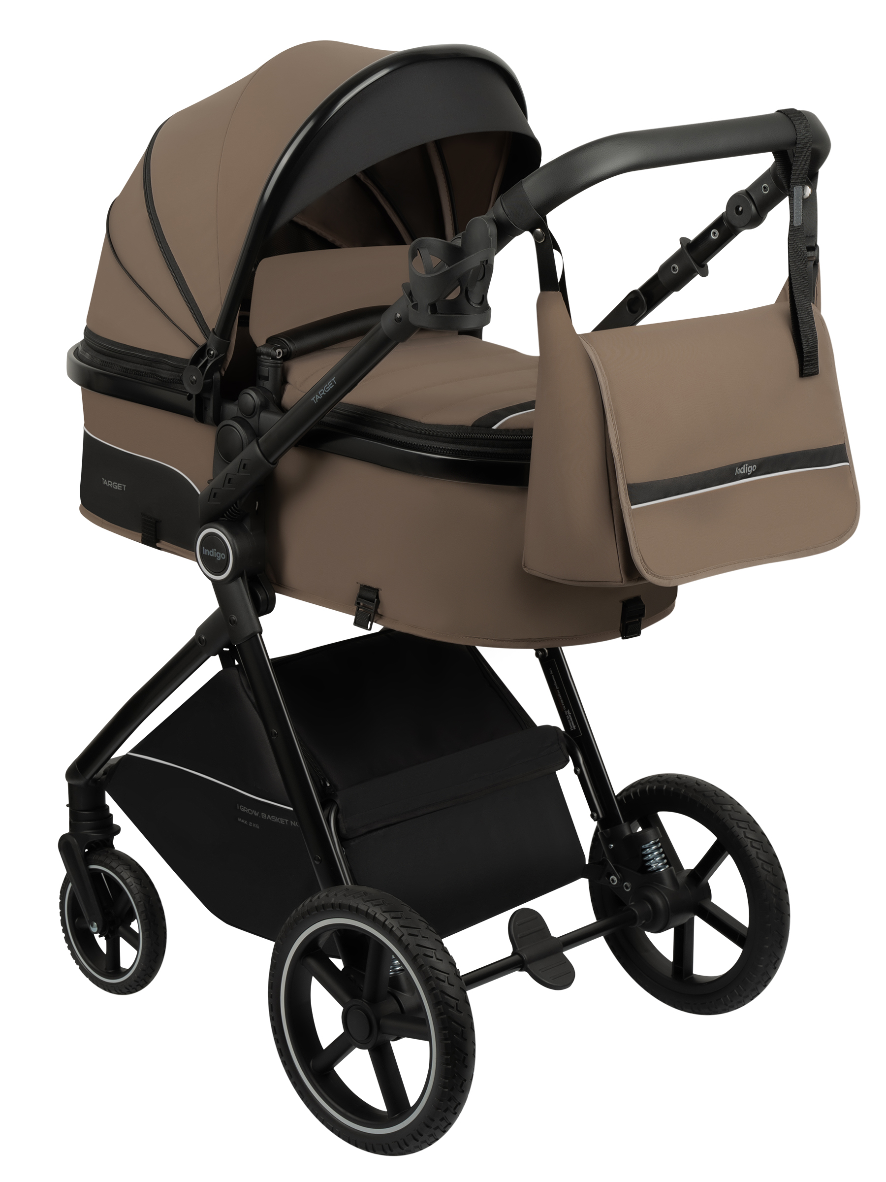 Коляска трансформер Indigo TARGET 3в1 темно-бежевый - фото 15